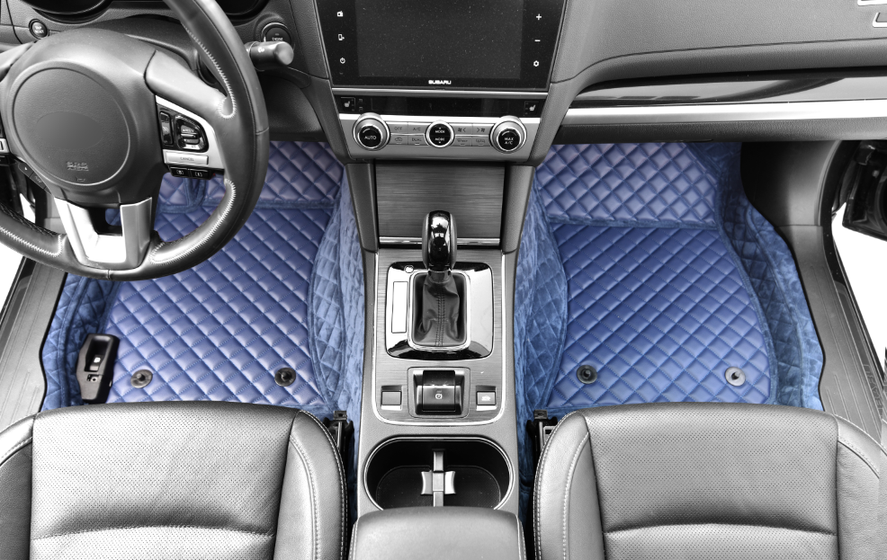 保仕达360°航空软包实拍大众装车效果展示-钻固撞色系列AFC翻毛皮靛蓝+天际深蓝