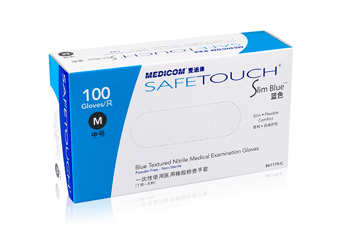 SafeTouch®无粉高弹性丁腈检查手套（蓝色）