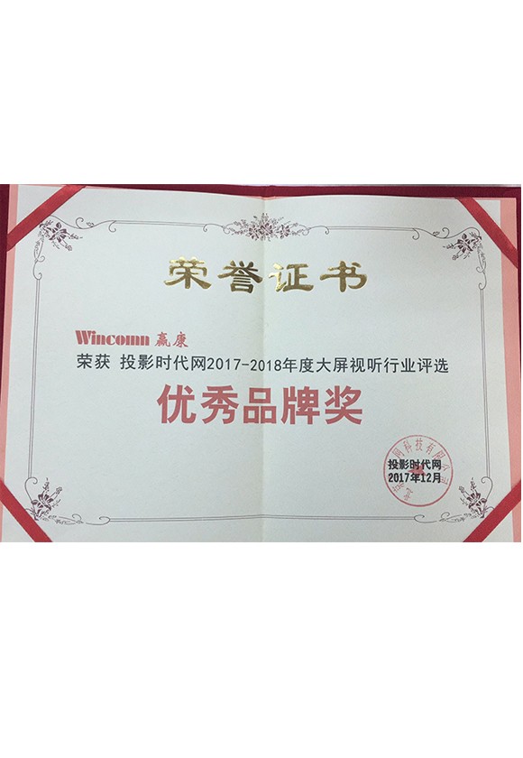 2017-2018年度大屏视听行业优秀品牌奖