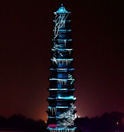 古塔礼佛 赢康助力科视中国第一塔影秀 古塔礼佛 赢康助力科视中国第一塔影秀