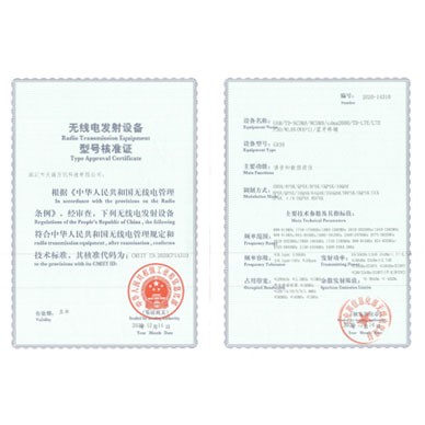 进网三证证书 GR39 型号核准证