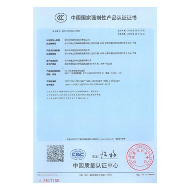 进网三证证书 GR37 CCC 中文证书