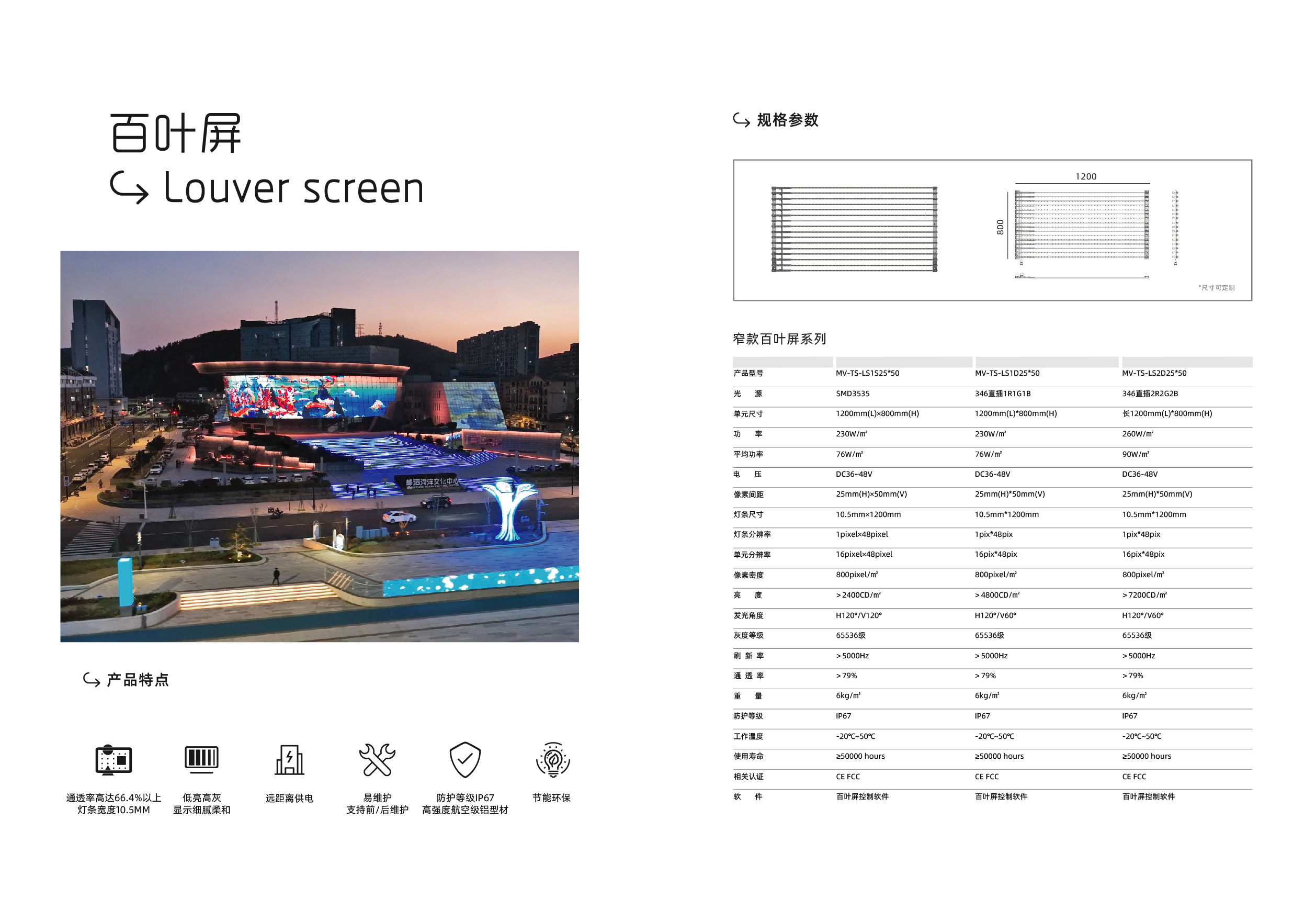 LED窄款百叶屏P25*50（SMD）