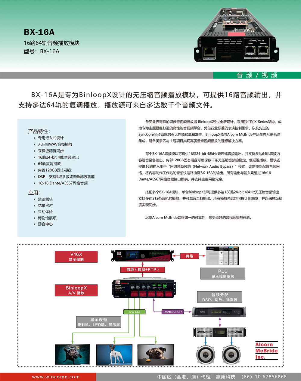 Alcorn-BX-16A 16路64轨音频播放模块